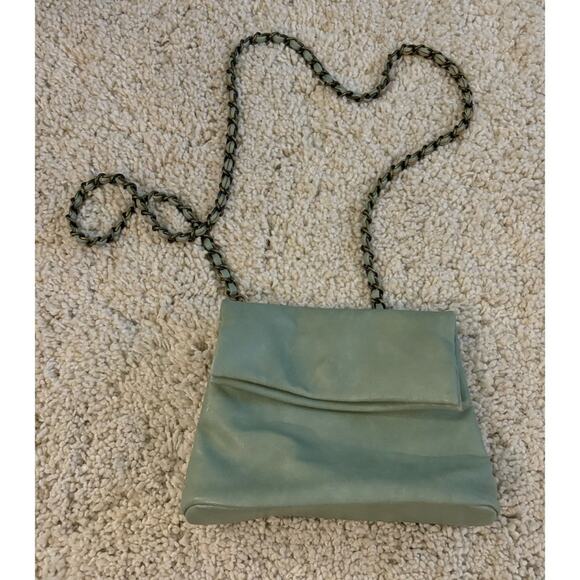 By Anthropologie Blue Green Chain Strap Magnetic Closure Crossbody Clutch Bag - Picture 1 of 9